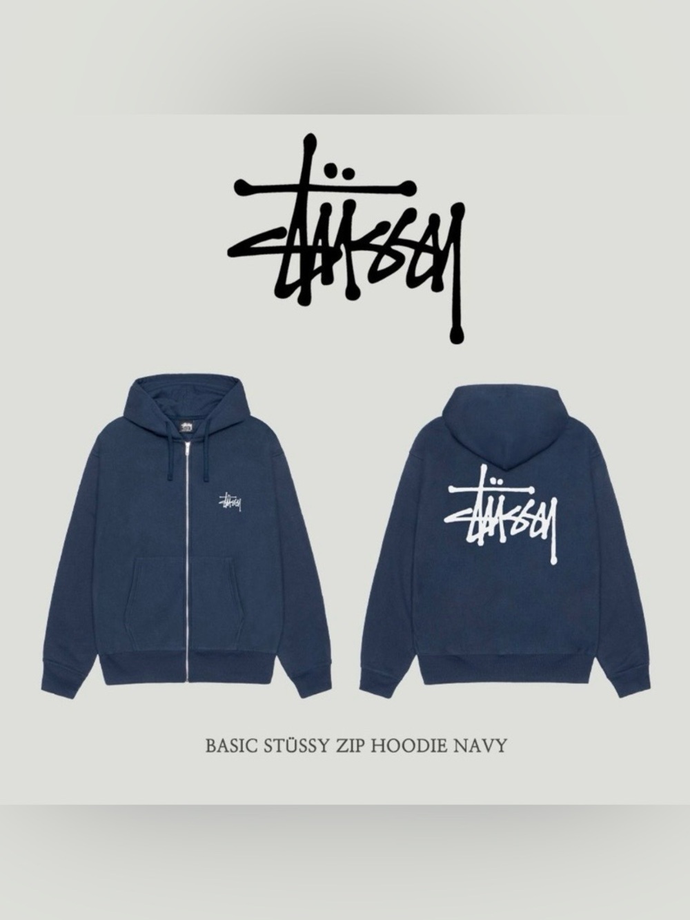 🖤NWT🖤 STUSSY Basic Zip Hoodie Navy
